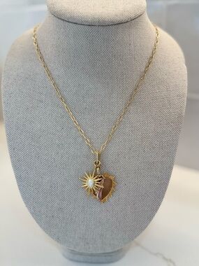 Vintage Gold Pendant Necklace with CZ Accent